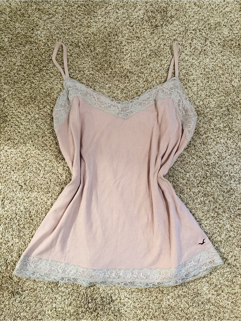 2000s Y2K style Hollister Lace-Trim Pink Cami Size XXL
